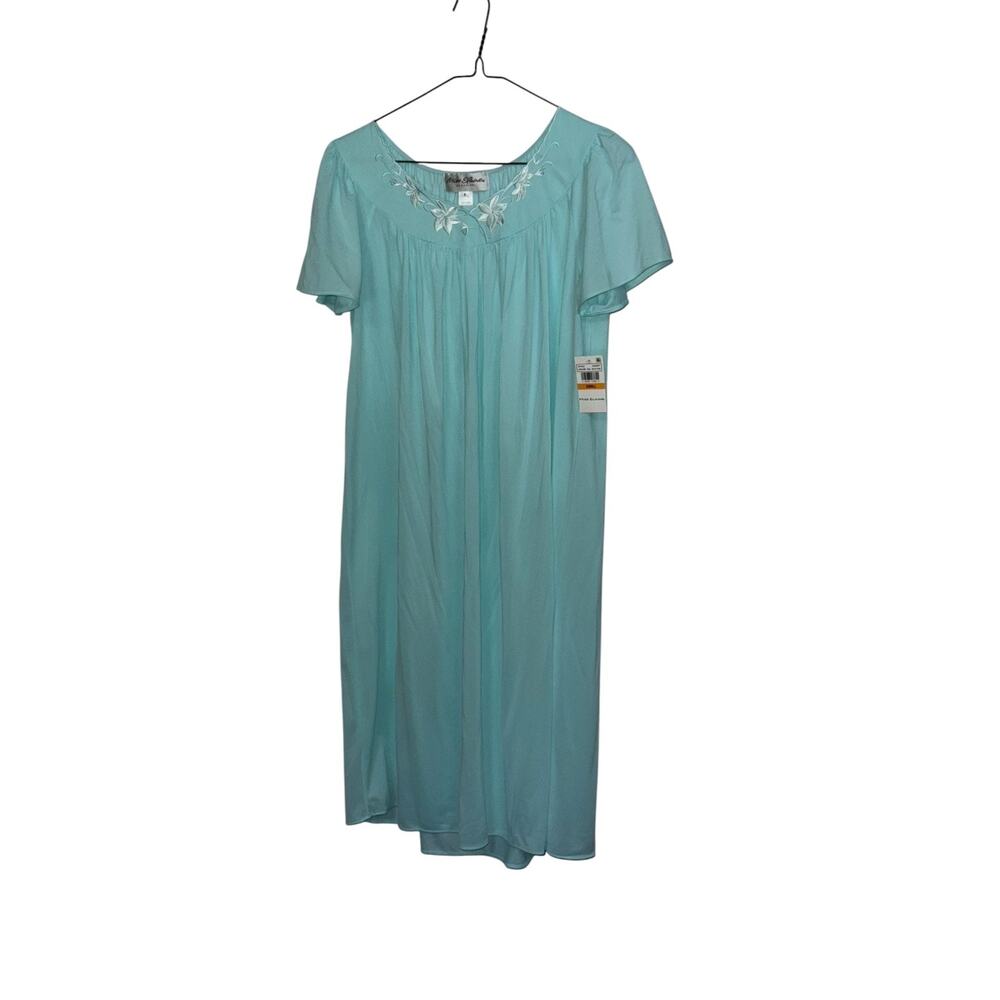 Miss‎ Elaine Classics 20809BT Seafoam Embroidered Nylon Tricot Nightgown Size S